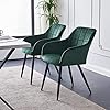 CLIPOP Dining Chairs Set of 2 - Green Velvet