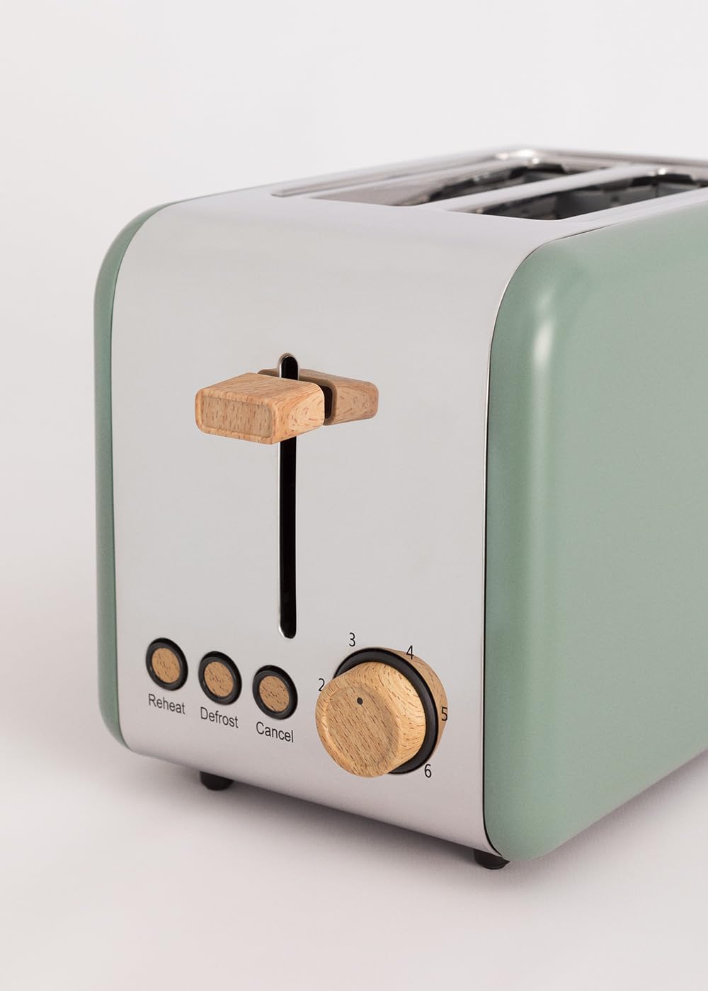 CREATE Sage Green Retro Toaster with 6 Power Levels