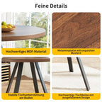 dowowdo 80 x 80 cm Square Dining Table with Walnut Look and Metal Frame