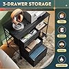 Devaise 3 Drawer Mobile File Cabinet with Open Shelf - Black