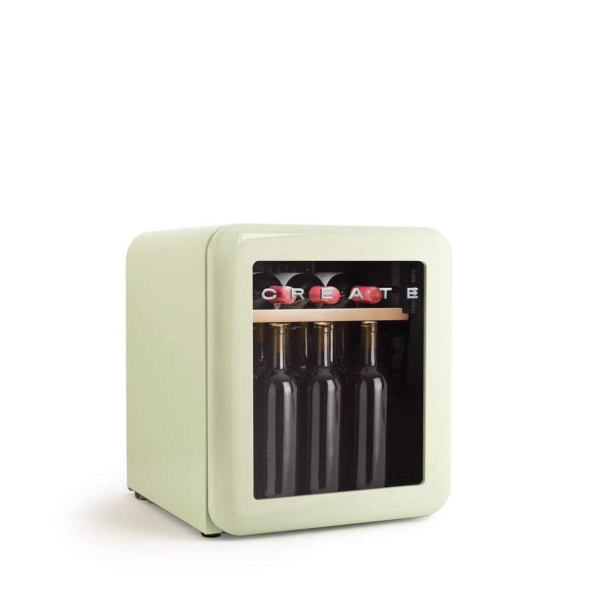 CREATE 12-Bottle Retro Green Electric Wine Cooler with White Electric Corkscrew