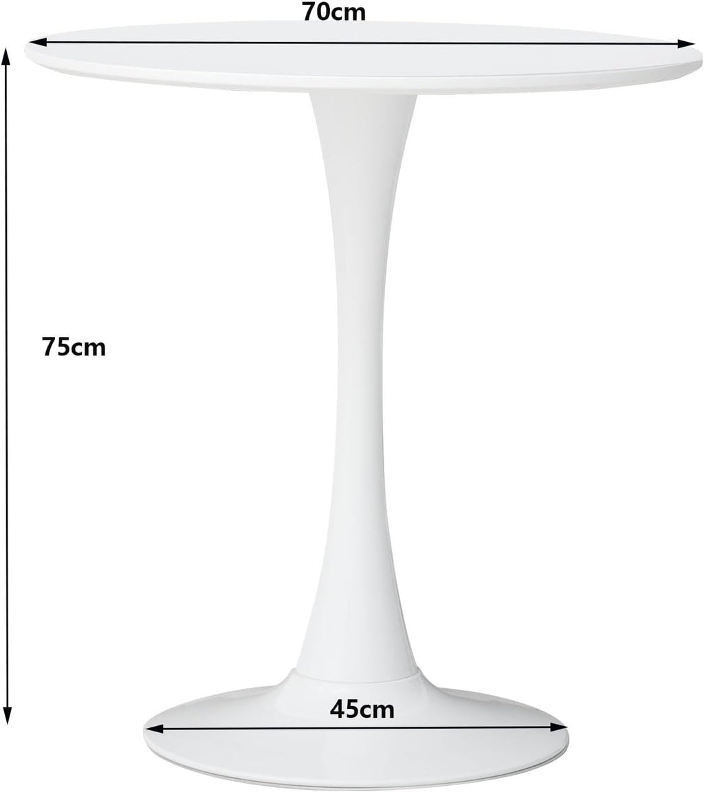BenyLed 70 cm Round Dining Table - White
