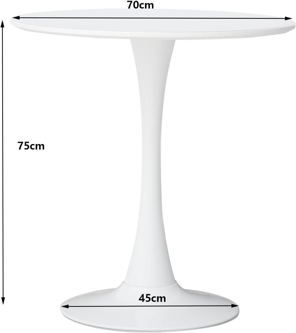 BenyLed 70 cm Round Dining Table - White