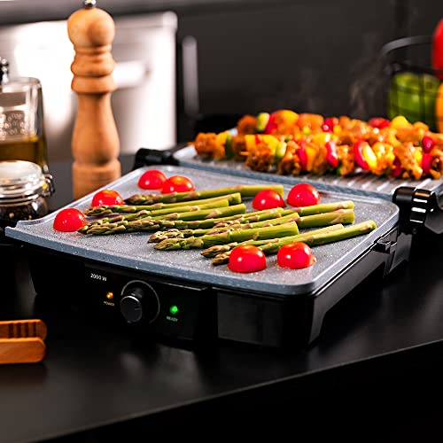 Cecotec - Rock'nGrill 2000W Electric Grill with Ceramic Coating & 180º Opening