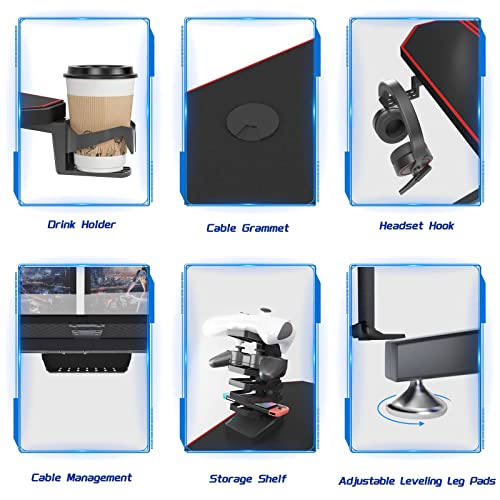 Sogesfurniture Ergonomic PC Gaming Desk with Large Mouse Pad