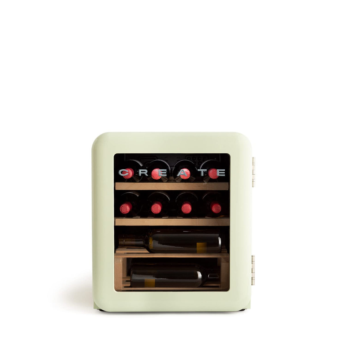 CREATE 12-Bottle Retro Green Electric Wine Cooler with White Electric Corkscrew