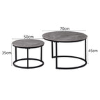 JZGORC Round Coffee Table with Grey Marble and Metal Legs
