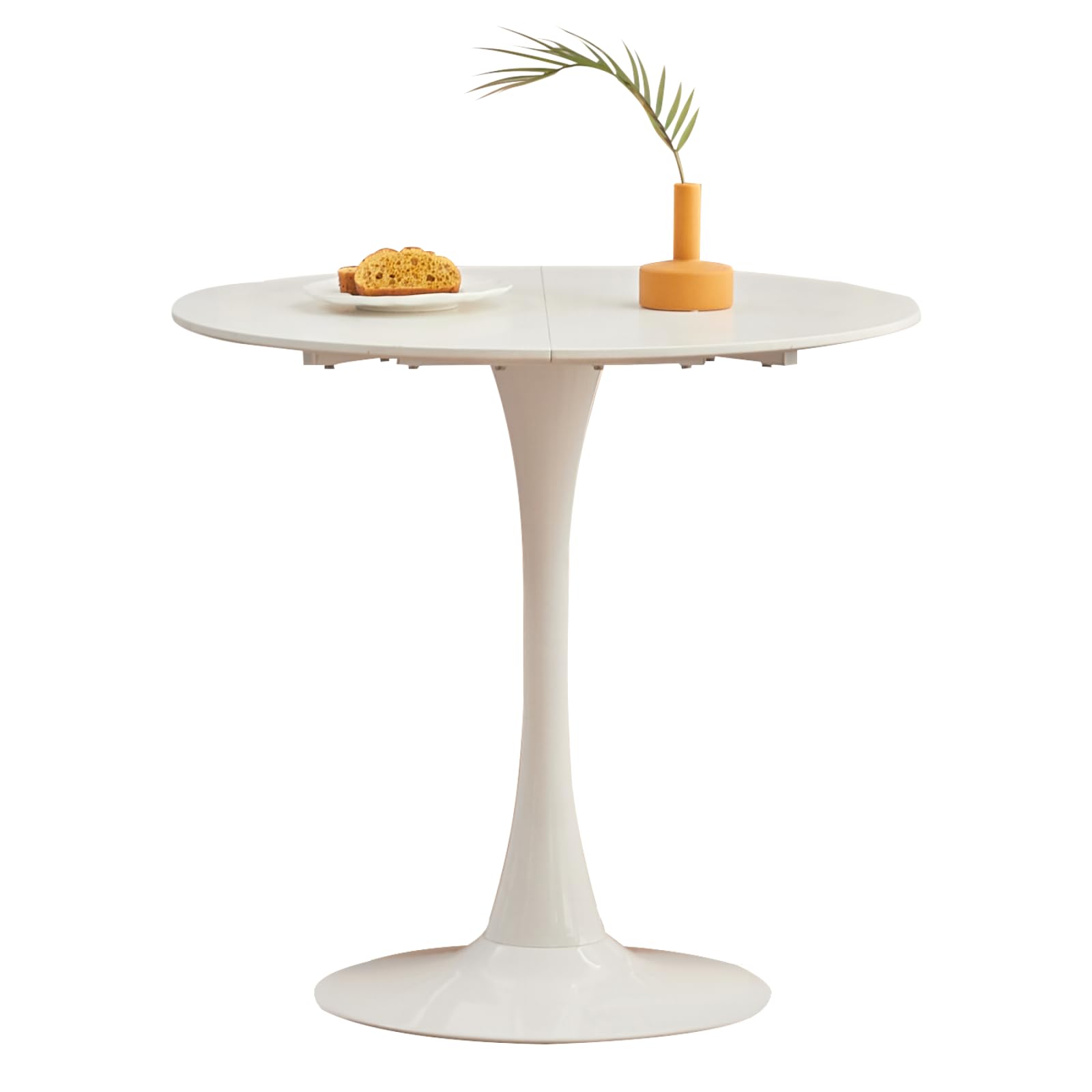Stylish white round dining table with a diameter of 80cm from GrandCA HOME, suitable for 2-4 people