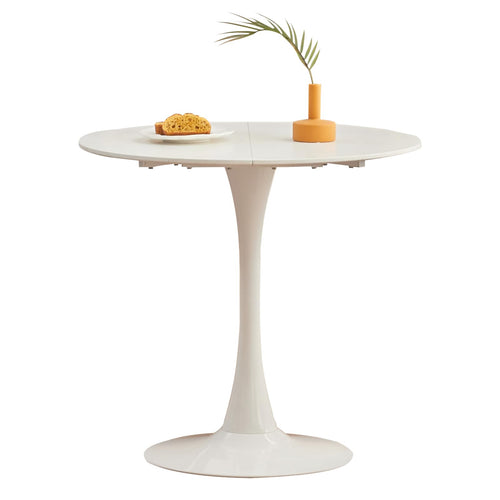 Stylish white round dining table with a diameter of 80cm from GrandCA HOME, suitable for 2-4 people