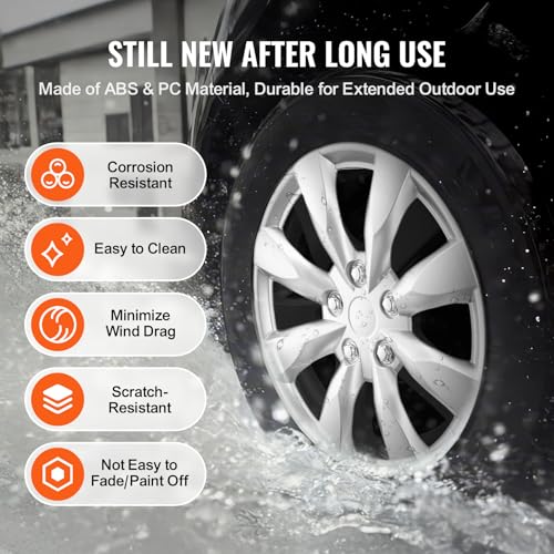Vevor Wheel Rim Cover Hubcaps - 16" Diameter, Durable & Scratch-Resistant