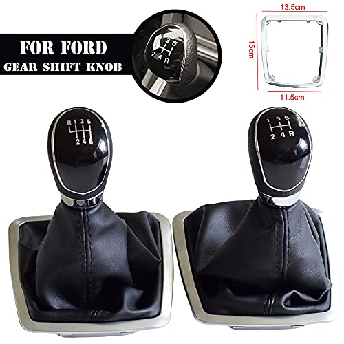 Eleonore Silver Black Gear Shift Knob 5 Gear 6 Speed Manual - For Ford Focus, C-Max, Galaxy - Dust Resistant