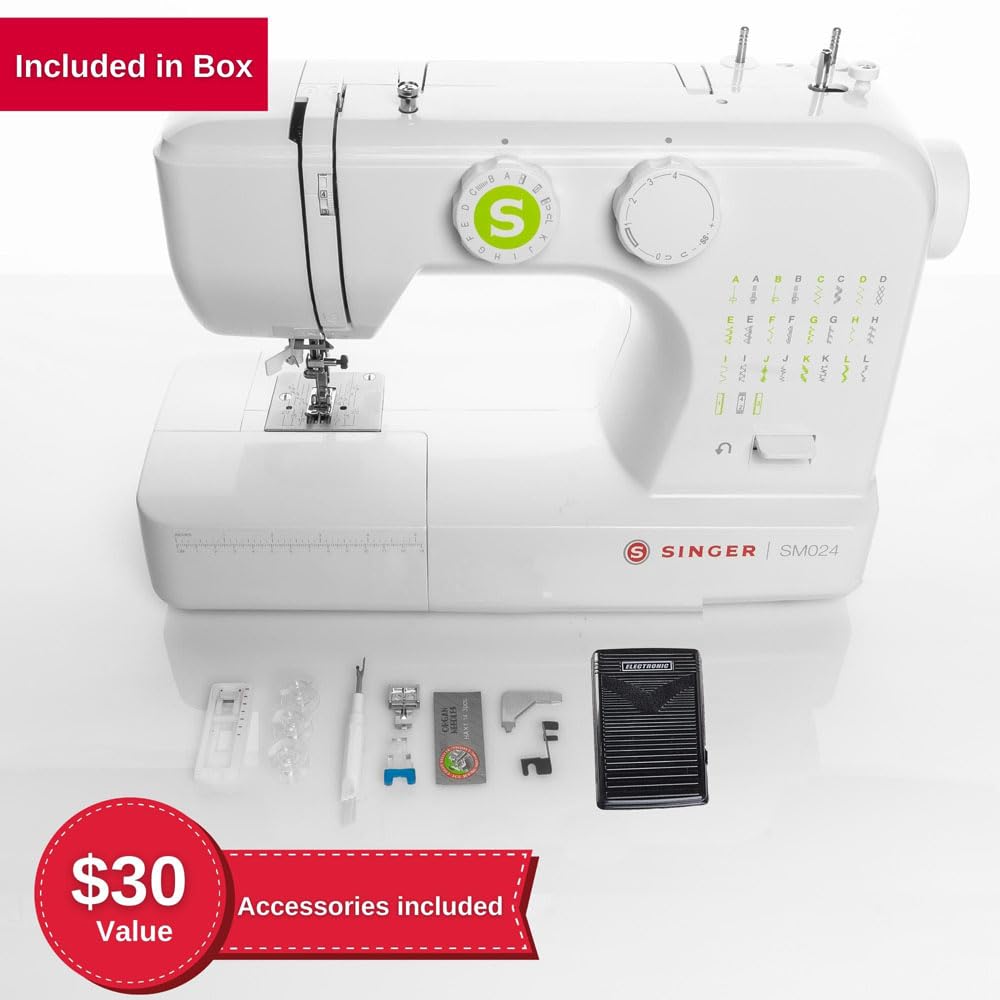 Singer SM024 White and Red Sewing Machine