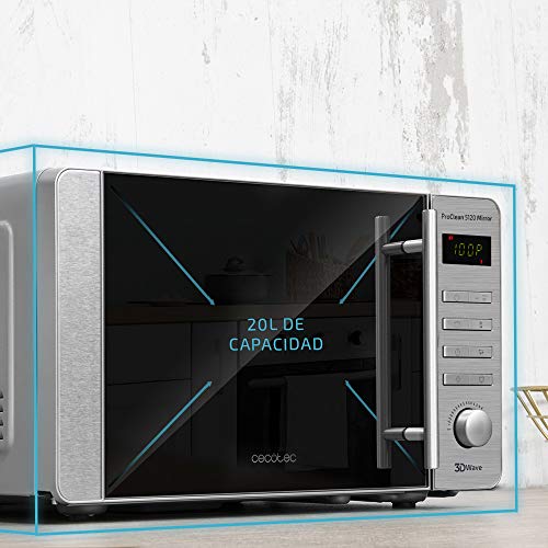 Cecotec Microwave Pro Clean 5120 Mirror - 20L, 700W Power, 3D Wave Technology