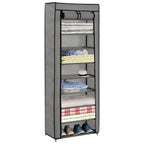 NQJIBUE Grey Fabric Shoe Cabinet with Cover