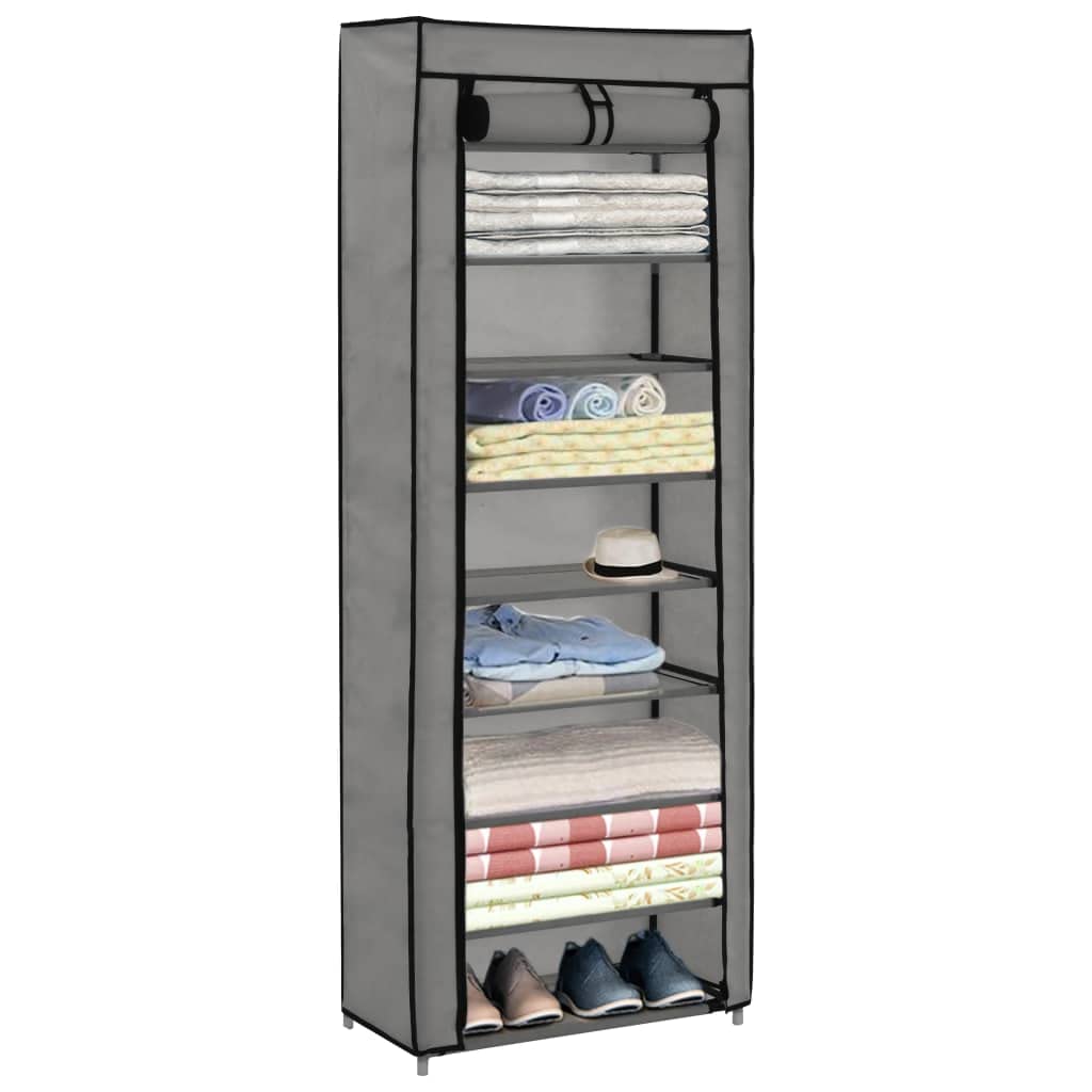 NQJIBUE Grey Fabric Shoe Cabinet with Cover