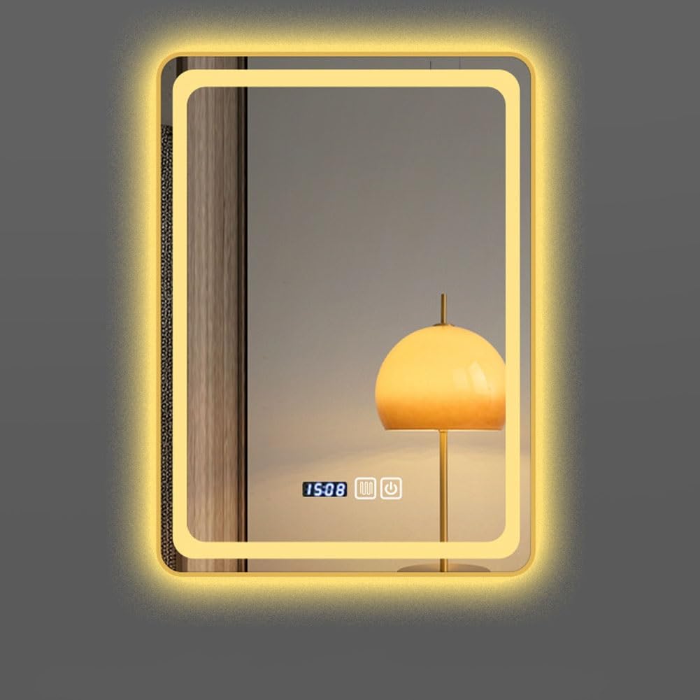 LTINGNG Backlit LED Wall Mounted Smart Bathroom Mirror with adjustable lighting and defog function
