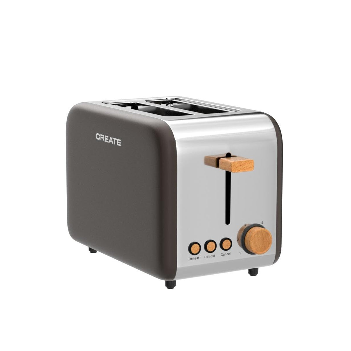CREATE Retro Black Toaster with 6 Power Levels