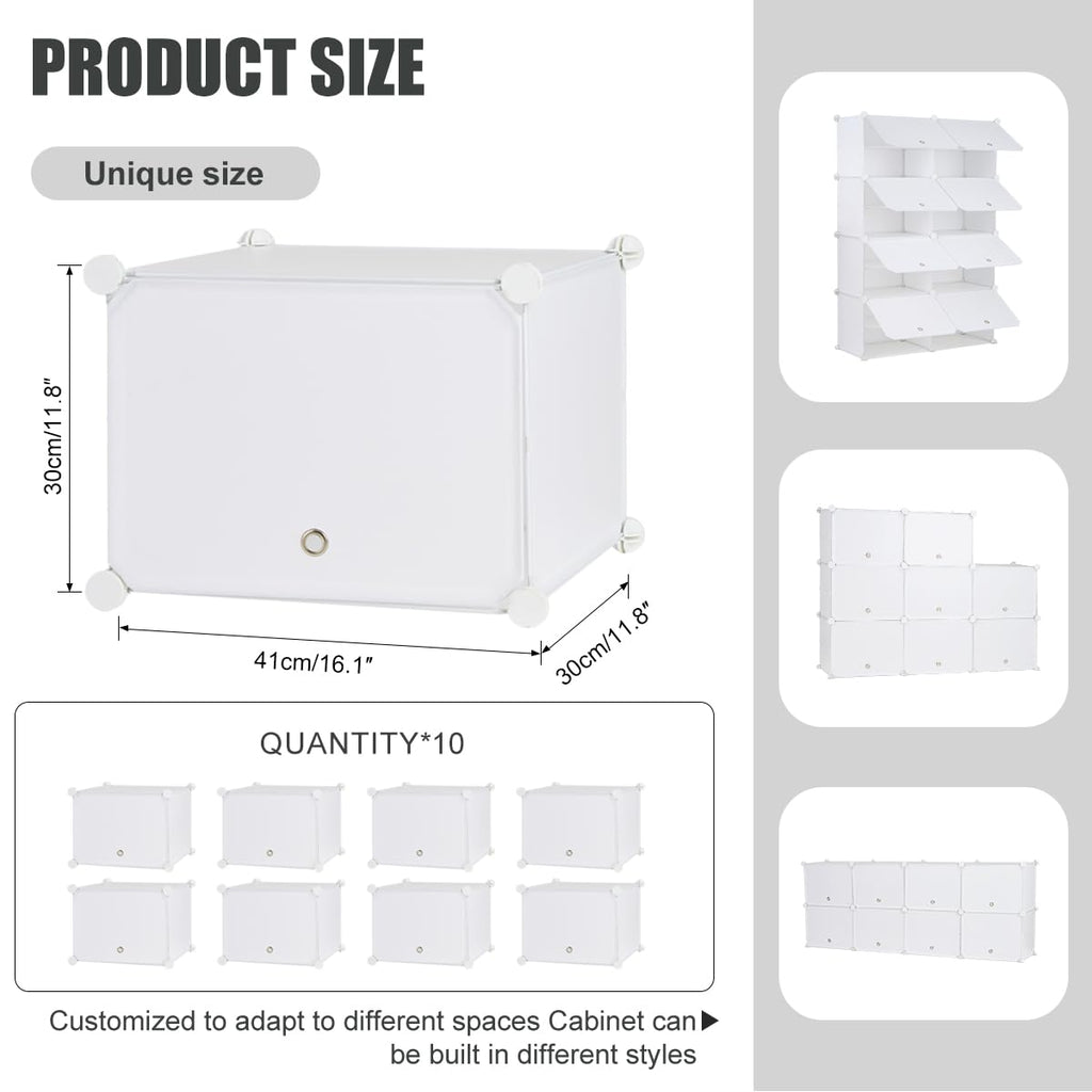 TEENO 8-Level Shoe Cabinet for 32 Pairs with Door