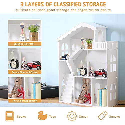 WUHUHAI 3 Tier Kids Bookshelf with Storage