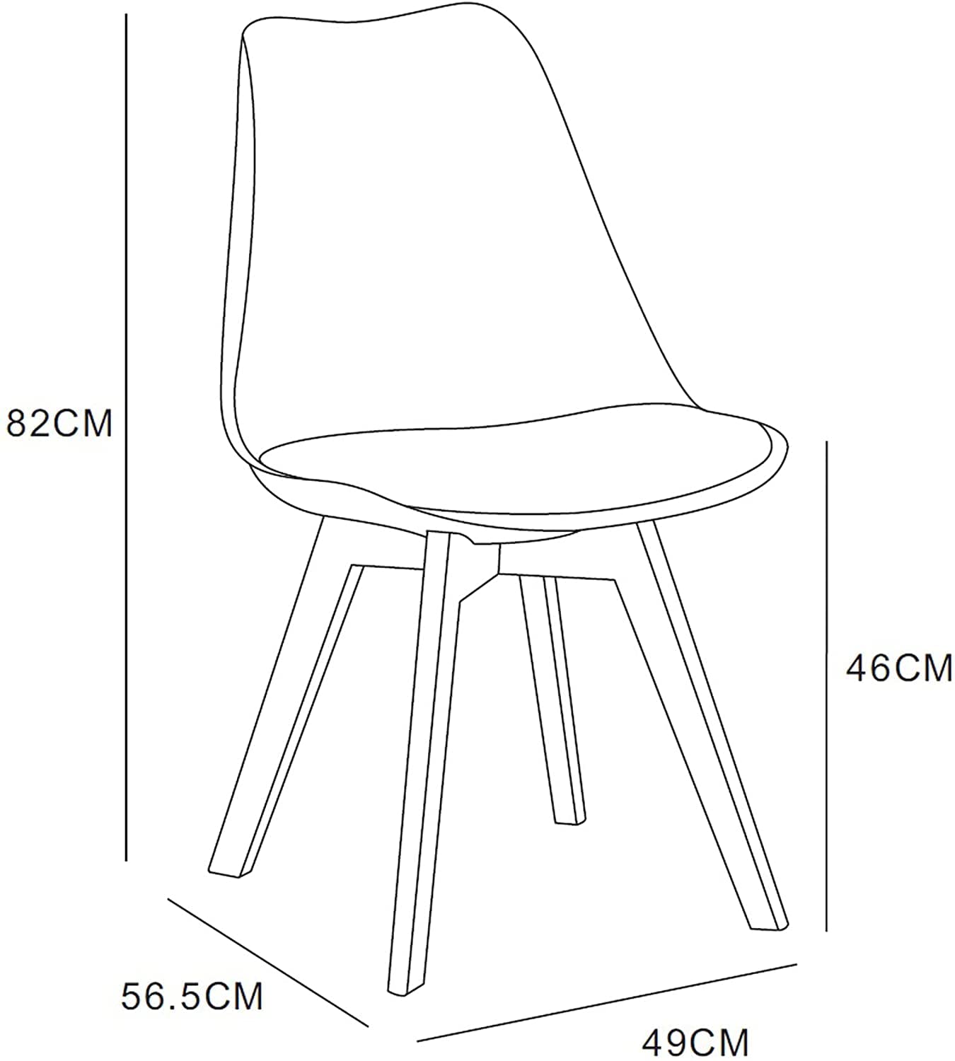 mcc direct Retro Dining Chairs Set of 4 with Wooden Legs