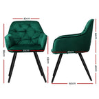 Artiss Set of 2 Green Velvet Dining Chairs