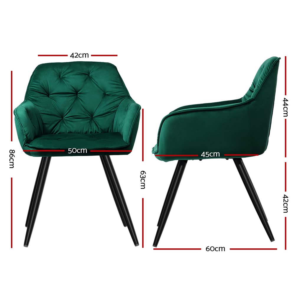 Artiss Set of 2 Green Velvet Dining Chairs
