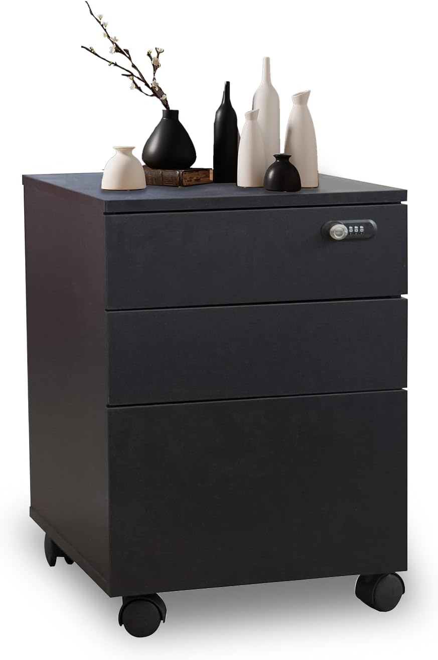 Happy Home 3 Drawer Mobile Document Cabinet with Lock