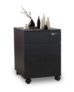 Stylish black Happy Home 3 drawer wooden document cabinet with lock for office documents