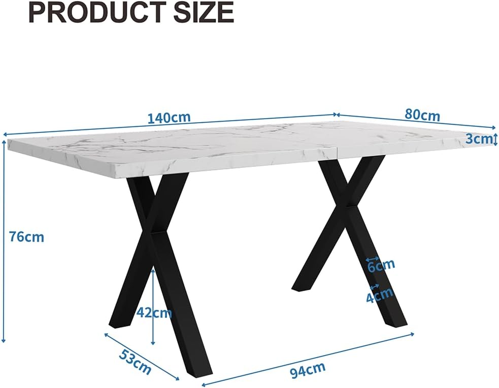 Generisch Modern Minimalist Dining Table White & Black Marble