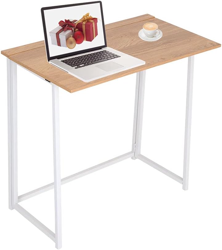 H&H Happy Home Foldable Computer Desk - antique wood finish