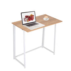 H&H Happy Home foldable computer desk with antique wood finish and sturdy metal legs