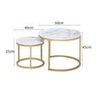 JZGORC Set of 2 Stackable Coffee Tables with Marble Pattern