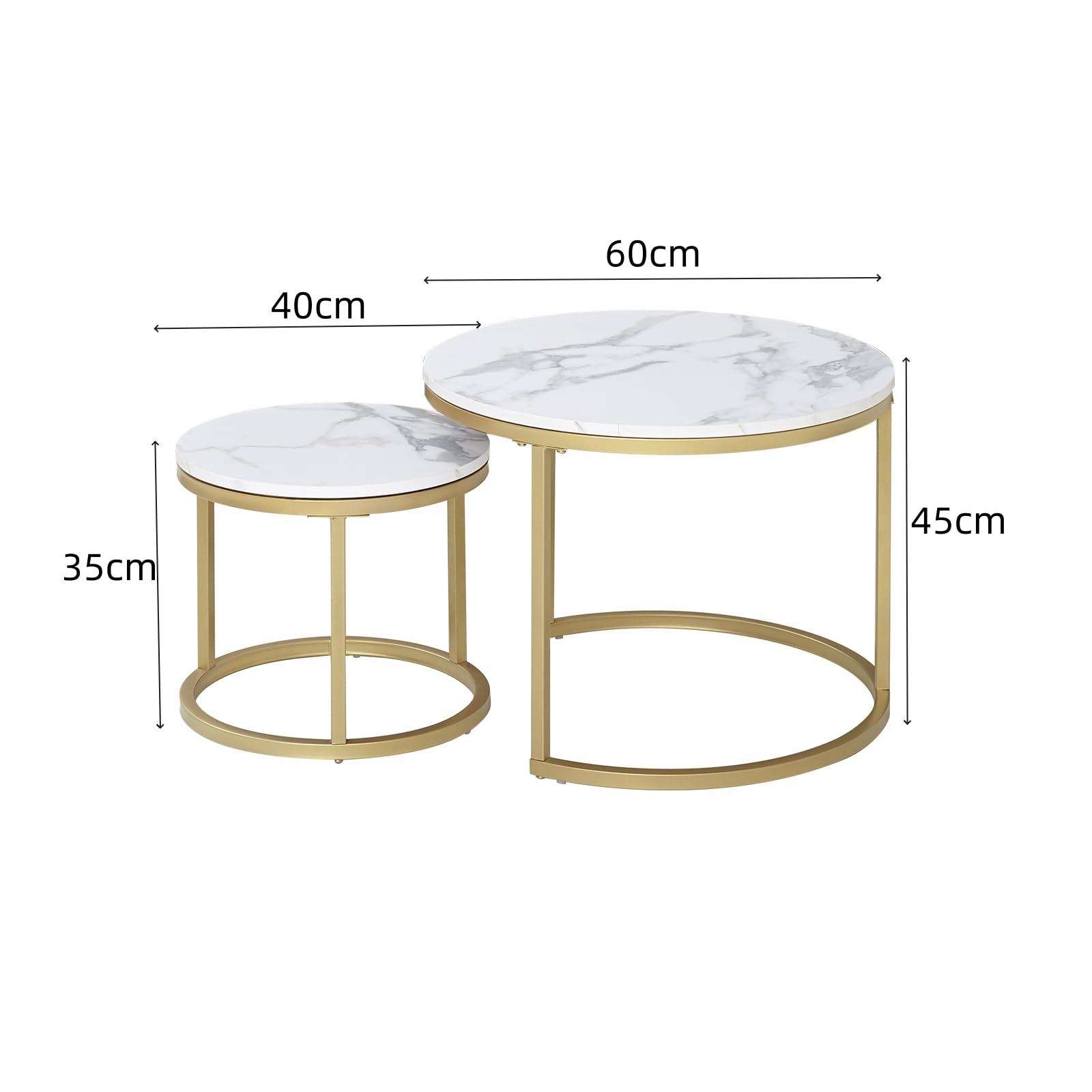 JZGORC Set of 2 Stackable Coffee Tables with Marble Pattern