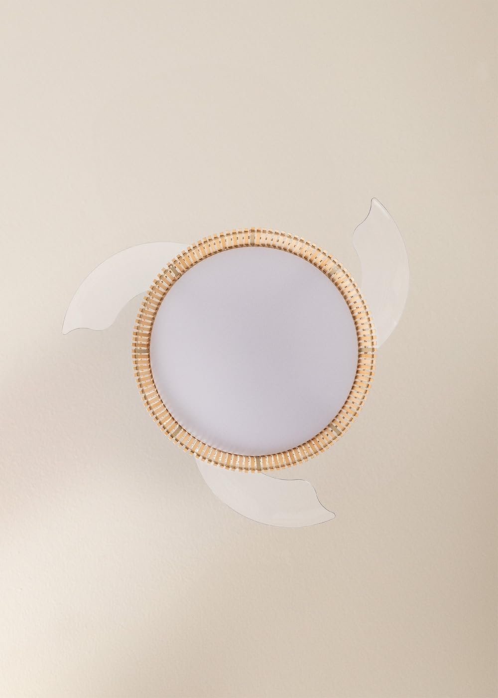 CREATE Wind Clear Ceiling Fan with White Light and Wicker Knot