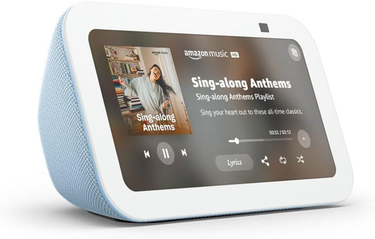 Amazon Echo Show 5 (newest model), Smart display with 2x the bass and clearer sound, Cloud Blue