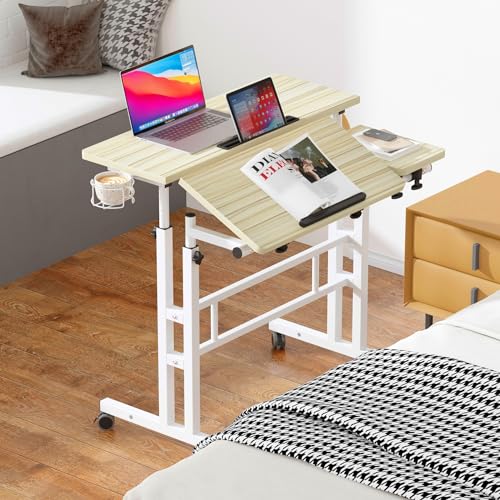 Soges Height Adjustable Rolling Desk with Cup Holder
