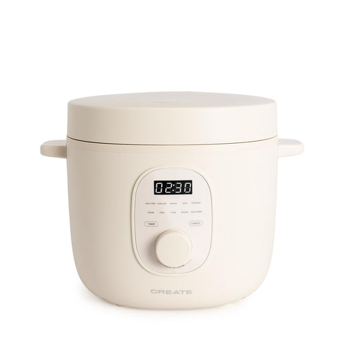 CREATE 3L Multifunctional Electric Rice Cooker in cream white with steamer insert