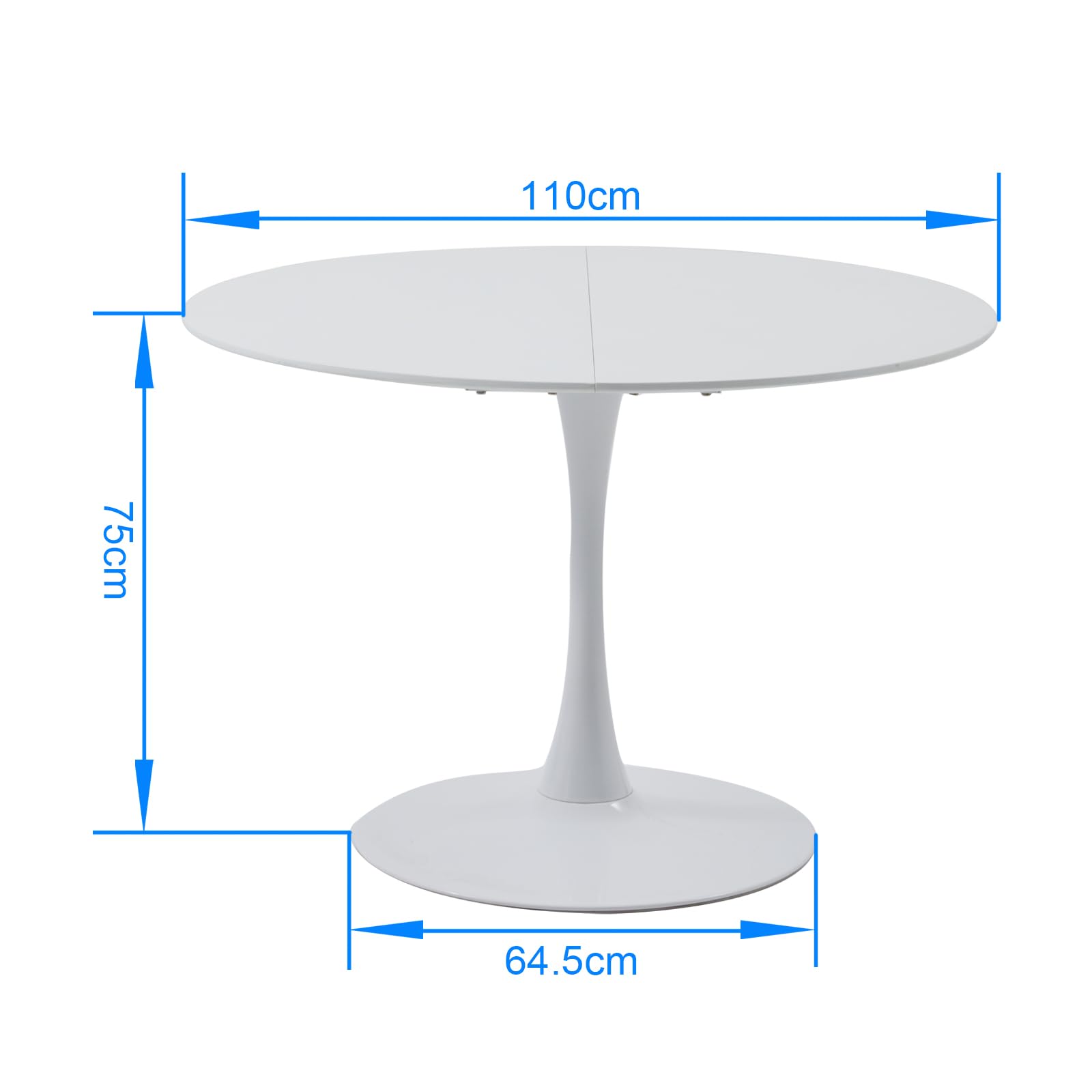 GrandCA HOME 110cm Round Dining Table in White