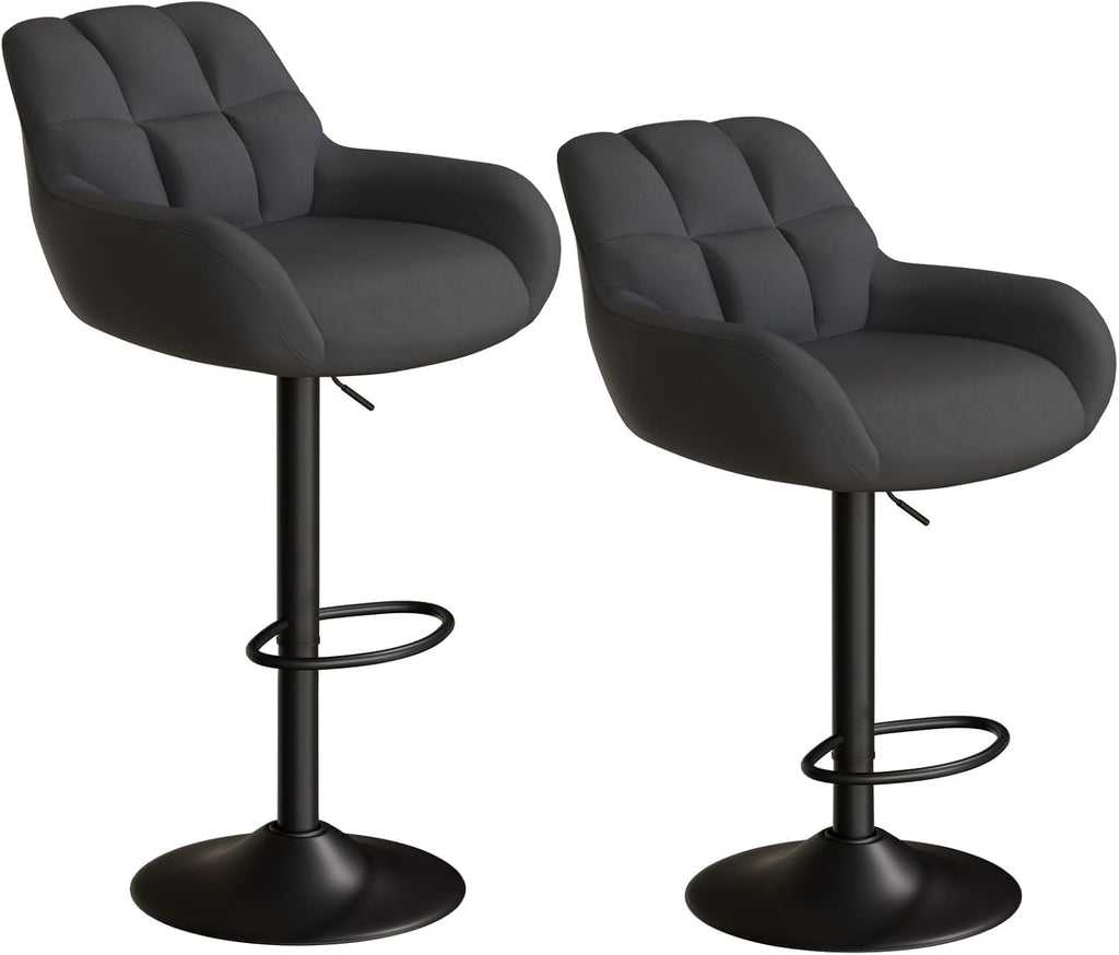 Hawthyhome Adjustable Bar Stools Set of 2 with PU Leather