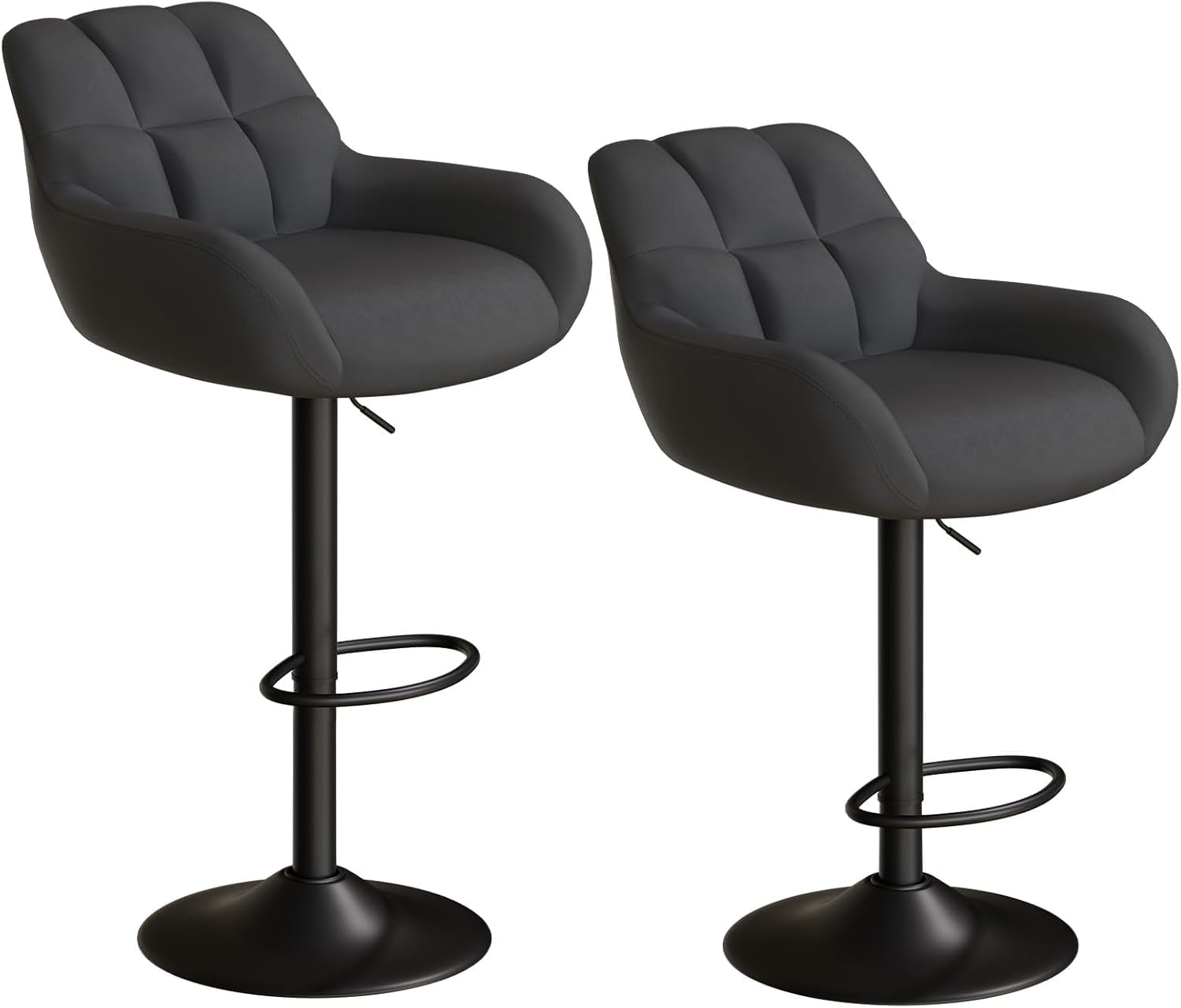 Hawthyhome Adjustable Bar Stools Set of 2 with PU Leather