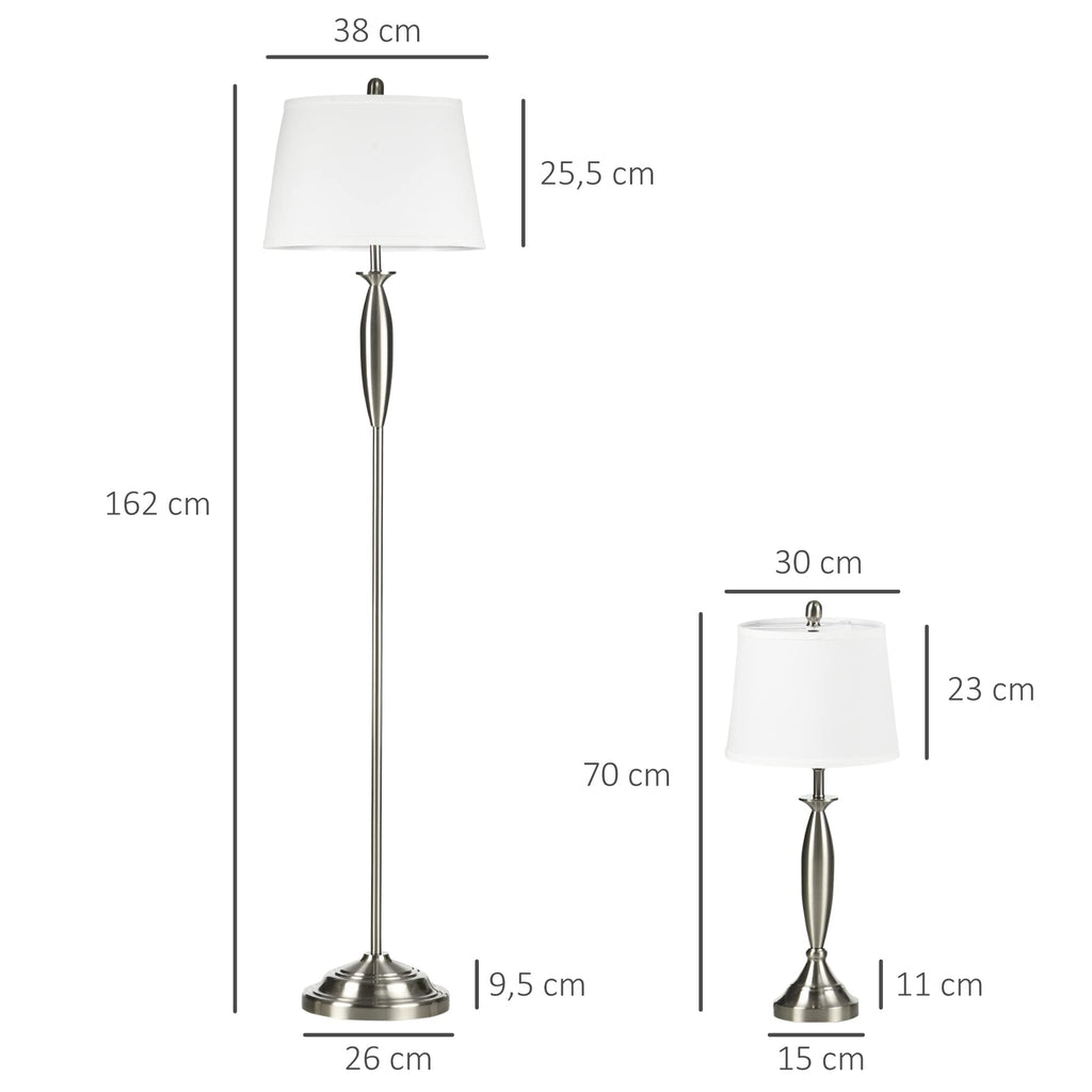 HOMCOM 3-Piece Floor and Table Lamp Set with E27 Socket
