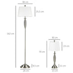 HOMCOM 3-Piece Floor and Table Lamp Set with E27 Socket