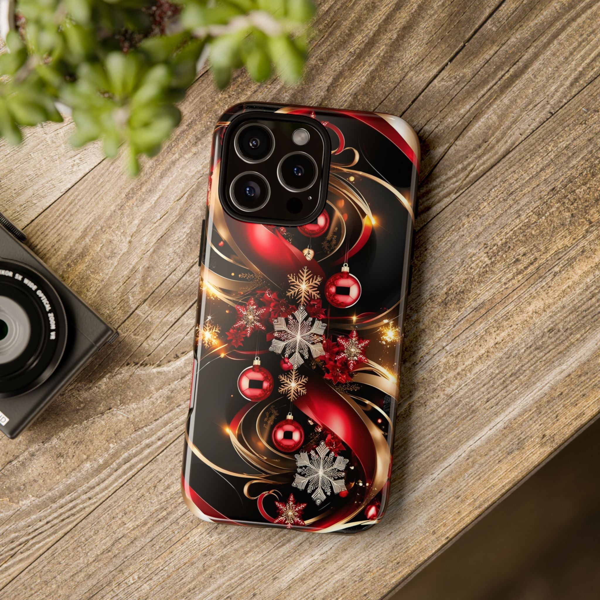 Christmas Red and Gold Phone Case - Tough Cases for Holiday Cheer