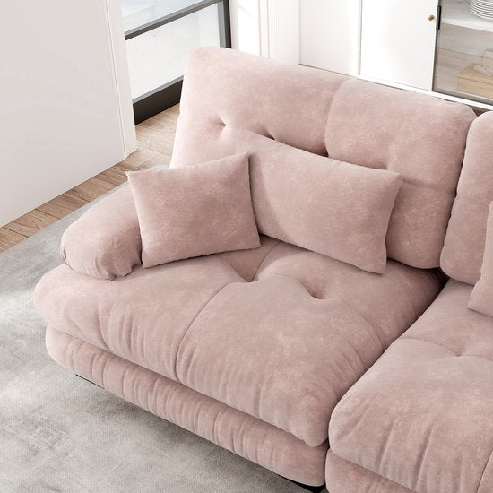 Luxe Modulaire Hoekbank 313 cm – XL Cloud Sofa met Slaapfunctie – Chenille – Roze