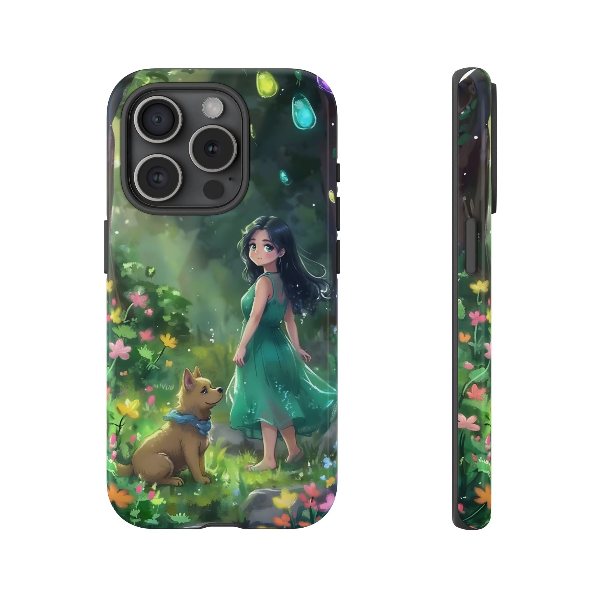 Whimsical Phone Case with Nature and Dog Artwork