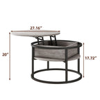 HOJINLINERO Modern Grey Lift Top Coffee Table with Storage
