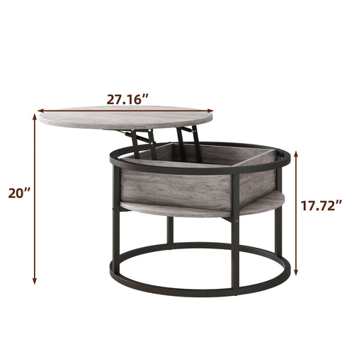HOJINLINERO Modern Grey Lift Top Coffee Table with Storage