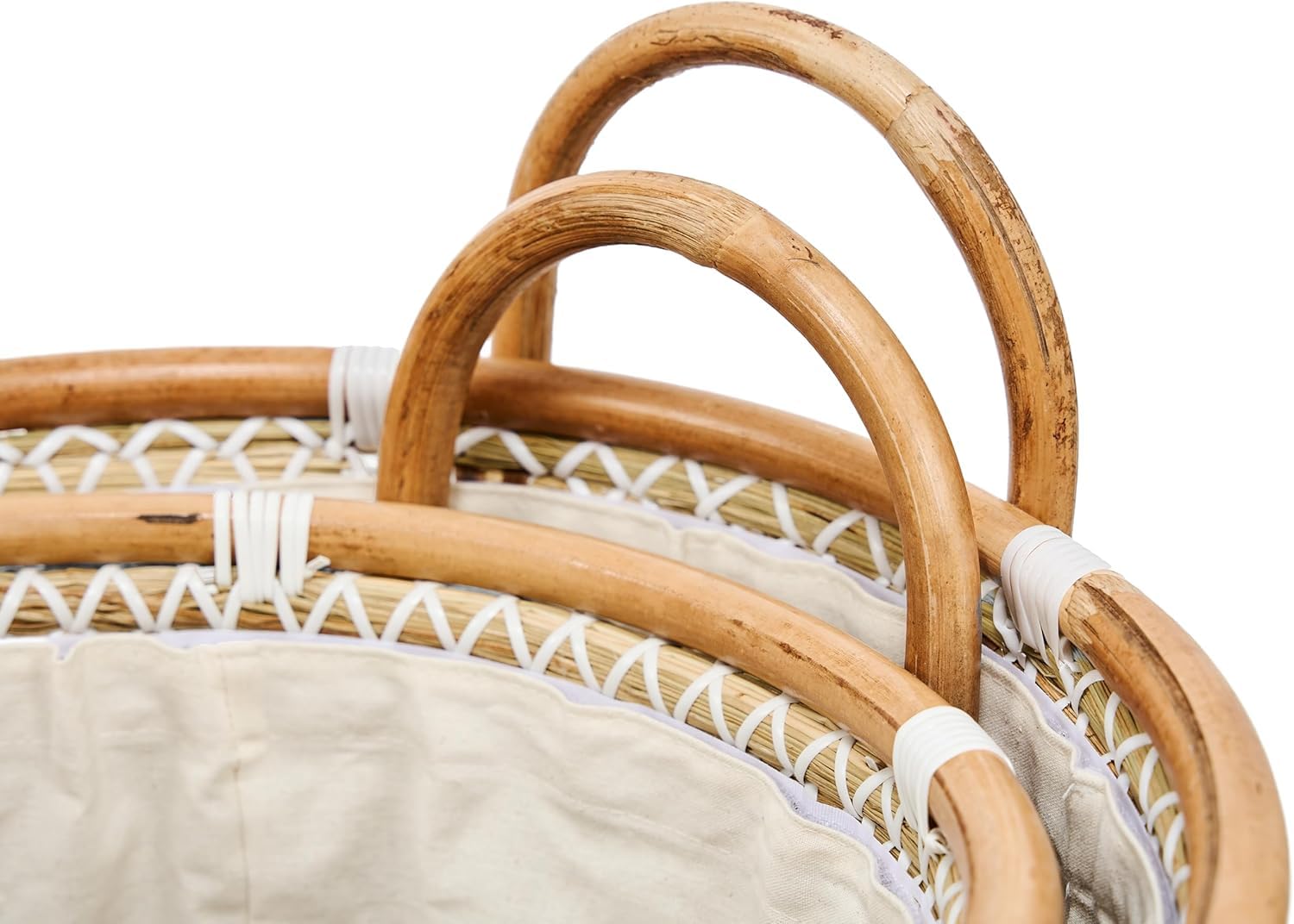 YMing Set of 2 Hand-Woven Seagrass Laundry Hampers with Lid
