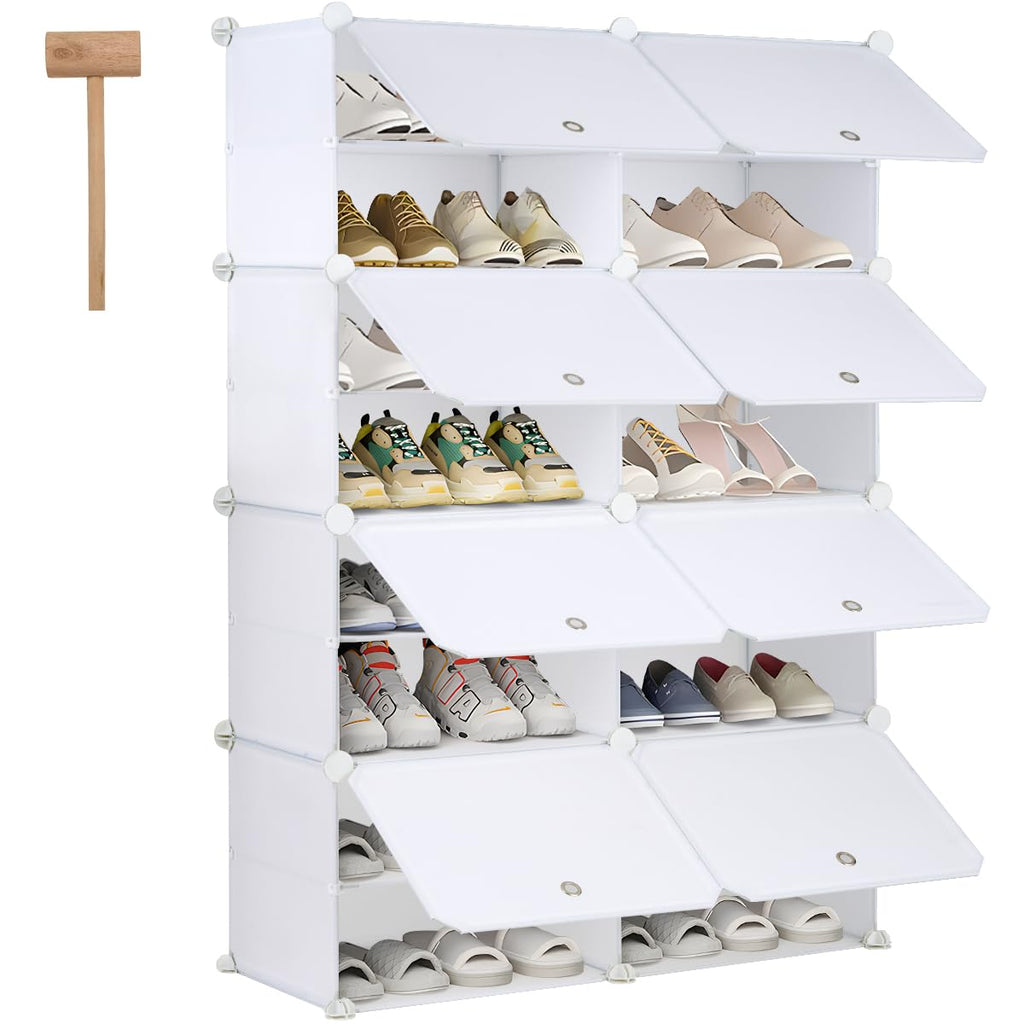 TEENO 8-Level Shoe Cabinet with door, spacious and sturdy for 32 pairs of shoes