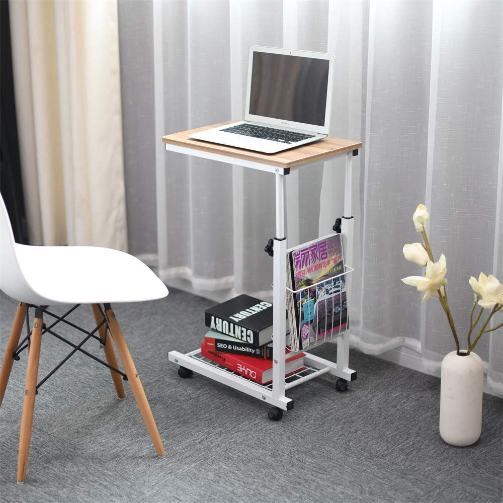 sogesfurniture Adjustable Height Side Table with Metal Frame